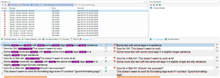 Trados Studio quality assurance check displaying correctly reported missing tags in the target text.