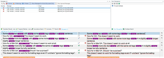 Trados Studio quality assurance check failing to report a single missing formatting tag in the target text.