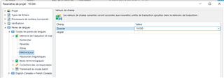 Screenshot of Trados Studio project settings showing 'Value' column with 'Origin' set to 'TM' and 'Value' set to '100%'.