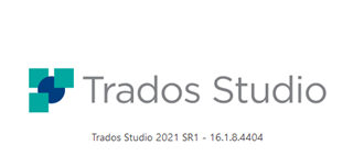 Trados Studio logo with version number 2021 SR1 - 16.1.8.4404 displayed.