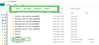 File Explorer window showing Trados Studio 2021 Projects folder with a highlighted Project Template file.