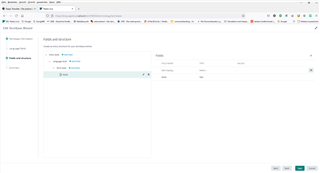 Screenshot of Trados Studio showing the termbase structure in the cloud with fields labeled 'Entry Number' and 'Term' visible, and the last field 'Notiz' for notes.