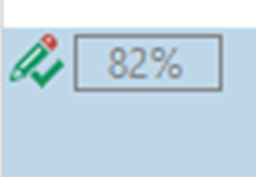 Trados Studio segment with a green checkmark and '82%' match from translation memory.