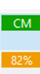 Trados Studio Translation Memory View showing 'CM' and '82%' indicating a Context Match with an 82% match rate.