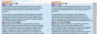 Screenshot of Trados Studio interface showing two segments of text side by side, with tags and formatting visible.