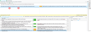 Screenshot of Trados Studio showing a PO file translation with highlighted spacing issues. Two red arrows point to the incorrect space recognition in the Translation Memory results.