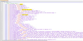 Screenshot of an XML file opened in a text editor with strings highlighted between quotation marks indicating translatable text.