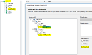 Input Model Wizard in Trados Studio showing TERM_UUID field marked as Read-only.