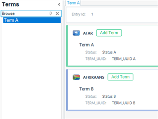 Terms list in Trados Studio with TERM_UUID field editable despite Read-only rule.