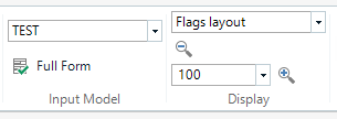 Trados Studio Flags layout dropdown menu with Input Model and Display options.