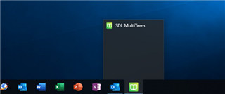 Screenshot showing SDL MultiTerm splash screen on a desktop, indicating the program has started but no program window is visible.