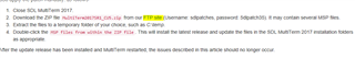 Screenshot of a webpage with instructions for downloading Trados Studio via FTP site link, highlighted in yellow.