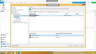 Trados Studio screenshot showing Project Settings window with Language Pairs tab selected and a warning message 'No language direction has been selected'.