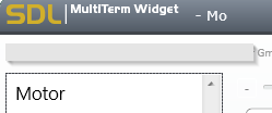 SDL MultiTerm Widget showing a successful search result for the partial term 'Mo' with 'Motor' listed as an entry.