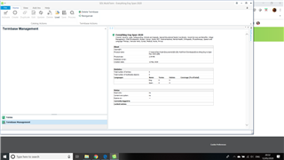 Screenshot of Trados Studio showing the TermBase Management window with a warning message about a missing file path for a term base.