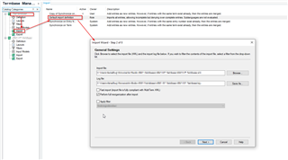 Screenshot of Trados Studio MultiTerm Termbase Management with 'Import' selected, showing the 'default import definition' option.