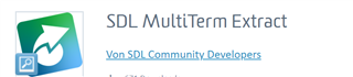 Trados Studio application window with the title 'SDL MultiTerm Extract' by SDL Community Developers.