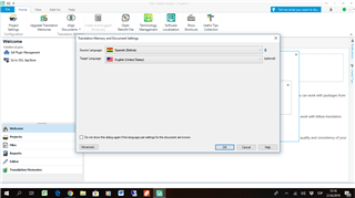 Trados Studio screenshot showing the Translation Memory and Automated Translation window with 'OK' and 'Advanced' buttons unresponsive.