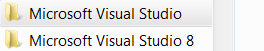 Two folders displayed: 'Microsoft Visual Studio' and 'Microsoft Visual Studio 8', with no 'Installer' directory visible.