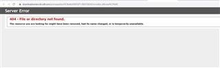 Screenshot of a 404 server error message indicating 'File or directory not found' while trying to download VCRedist2005SP1-KB2538242vcredist_x86.exe for Trados Studio 2014.