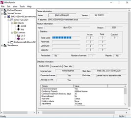 Screenshot of Trados Studio showing server information with address, status as 'Active', total users, and license details. No visible errors or warnings.