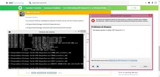 Screenshot of Trados Studio with an error message window stating '.NET Framework 4.7.1 is not supported on this operating system.' on a Windows 8 64-bit OS.