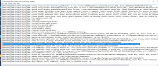Detailed log file with multiple lines of text, highlighting a line that includes the error code '0x80072ee7' and mentions a failure in the setup process.