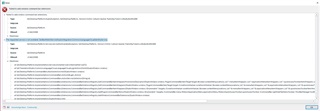 Extended error details in a window with a list of error messages and codes, including file paths and descriptions, too small to read specific details.