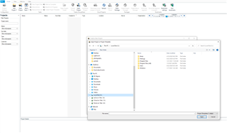 Trados Studio screenshot showing the 'Open Document' dialog box with a list of folders and files on the left and file details on the right.