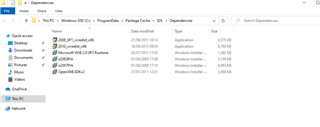 Screenshot of a file explorer window showing Trados Studio installation files with different names than expected and one file missing.