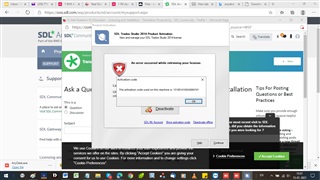 Error message on SDL Trados Studio software stating 'Activation error: No activations available.'