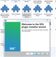 Screenshot of the SDL Plugin Installer Wizard welcome screen for the Web Lookup plugin with the 'Next' button available.