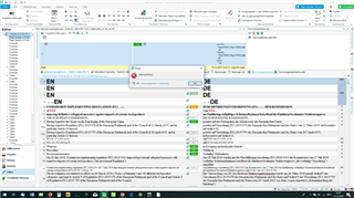 Screenshot of Trados Studio software showing segments 10a and 10b with footnotes correctly linked in the translation columns.
