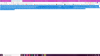 Screenshot of a web browser displaying an error message, with the text highlighted in blue, indicating a problem with accessing a link.