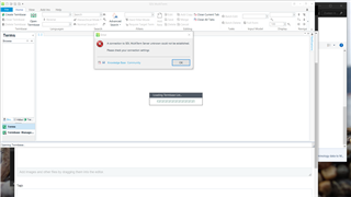 Error message in Trados Studio stating 'A connection to MultiTerm server cannot be established' with an 'OK' button.
