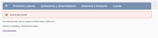 Trados Studio error message displayed in red box stating 'An error has occurred' with a suggestion to try reloading or refreshing the page.