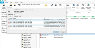 Trados Studio error message window showing multiple file analysis errors for both IDML and Word files.