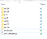 Trados Studio file list showing various language files with status icons, including a green checkmark for ST4.sdlftsettings and Across.dst.