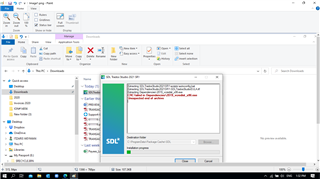 Error message on Trados Studio installation window showing 'CRC failed in Dependencies2019_vcredist_x86_exe Unexpected end of archive'.