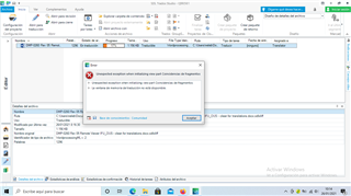 Error message in Trados Studio 2021 stating 'Unexpected exception when initializing SDL Language Cloud translation provider'.