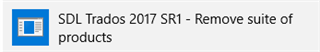 Icon and text indicating the option to remove SDL Trados 2017 SR1 suite of products.