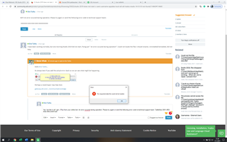 Screenshot of Trados Studio with an error message popup stating 'An error occurred during operation. Please try again or send the following error code to technical support team: xxxxxxxx-xxxx-xxxx-xxxx-xxxxxxxxxxxx'.
