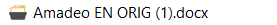 Close-up of a Trados Studio project file icon with the name 'Amadeo EN ORIG (1).docx' indicating a duplicated project file.