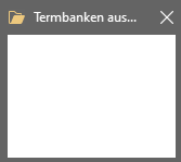 Screenshot showing an empty Trados Studio window with the title 'Termbanken aus...' indicating an issue with opening the Multiterm Database.