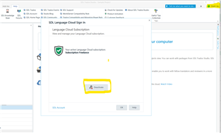 Trados Studio screenshot showing the Language Cloud Sign In window with a highlighted 'Deactivate' button.