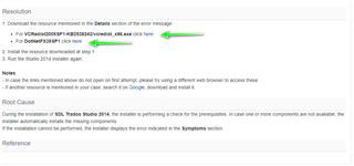 Screenshot of Trados Studio error resolution steps highlighting the need to download .NET framework and Trados Studio installer.