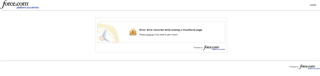 Chrome error message stating 'An error occurred while loading a Visualforce page. Please email us if you need to get in touch.'