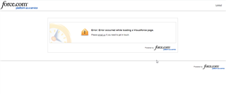 Error message displayed on a force.com webpage indicating an issue while loading a Trados page with a suggestion to reload the page to get it back.
