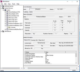 LM-Admin window displaying license information for Trados Studio 2021 Professional Network 5 User, showing 25 total count and 25 in use.