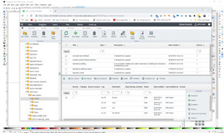 Tridion Docs Publication Manager interface with multiple panels open, including a detailed view of image files and properties.